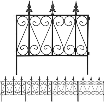 AMAGABELI GARDEN & HOME Amagabeli 2 Pack Decorative Garden Fence Border  36in(L)x44in(H) Animal Barrier Dogs Rustproof Landscape Wrought Iron  Fencing