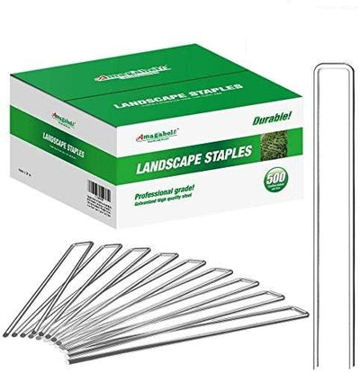 Amagabeli 8 Inch Galvanized Landscape Staples 500 Pack Garden Stakes Heavy-Duty Sod Pins Anti-Rust Fence Stakes-Landscape Staples-Amagabeli