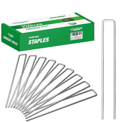 Amagabeli 10 Inch Galvanized Landscape Staples 200 Pack Garden Stakes Heavy-Duty Sod Pins Anti-Rust Fence Stakes-Landscape Staples-Amagabeli