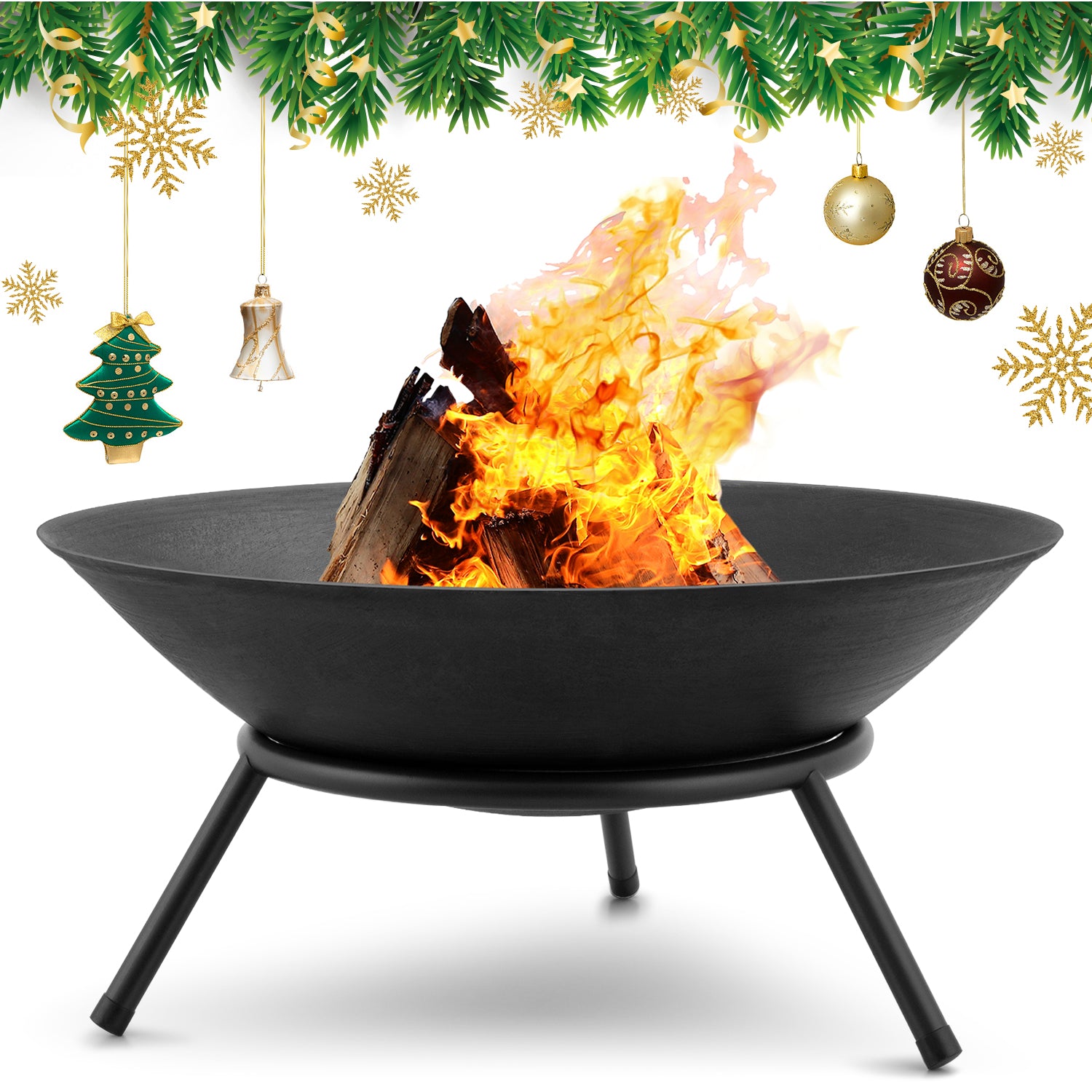 Amagabeli Fire Pit Outdoor Wood Burning 22.6in Cast Iron