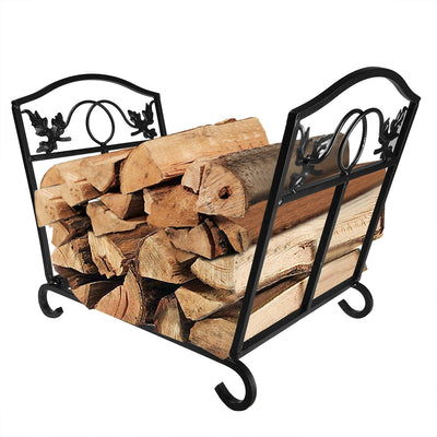 Fireplace Toolset Log Holder Wrought Iron Indoor Fire Wood Stove-Fireplace log holder-Amagabeli