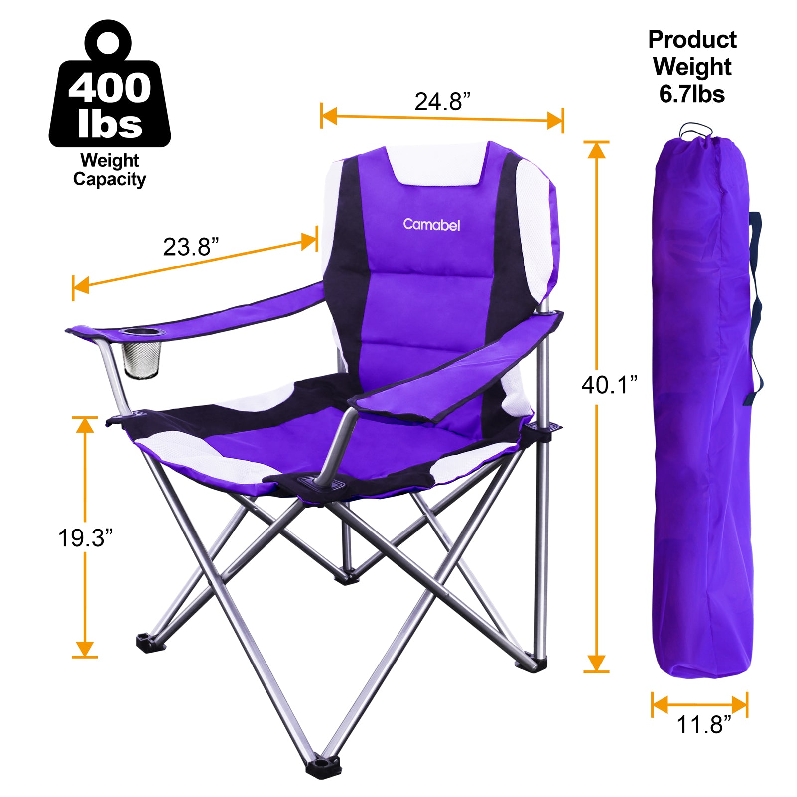  GLOGLOW Camping Chair, Foldable Stable Support Fishing