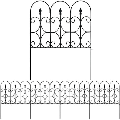 AMAGABELI GARDEN & HOME 35 Panels Decorative Garden Fence 50ft(L) x18in(H)  Rustproof White Iron Landscape Wire Garden Fencing Ornamental Garden Border