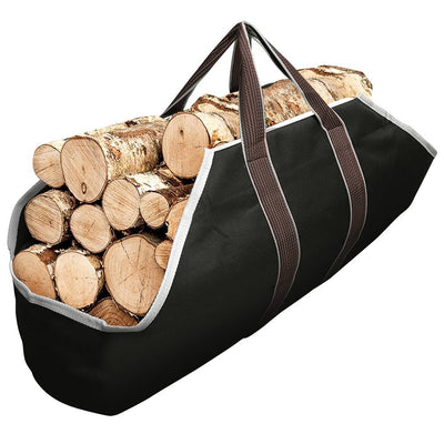 Large Canvas Log Tote Bag Carrier Indoor Fireplace Firewood Totes Holders-Fireplace log holder-Amagabeli