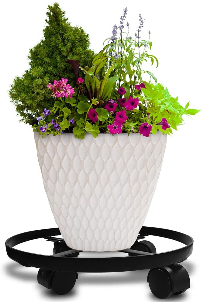 heavy plant pot stand Amagabeli 14" Metal Plant Caddy Heavy Duty Iron Potted Plant Stand With Wheels Flower Pot Rollers Dolly stand02